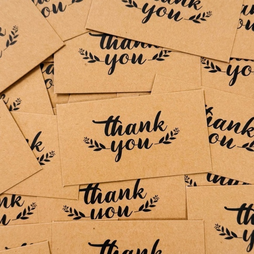 25 Kraft Paper Thank You Cards (2x3.5in)
